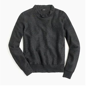 J. Crew Dark Grey Ruffle-Neck Pullover Sweater